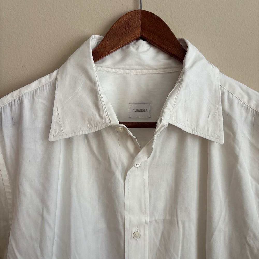 Jil Sander Authentic Luxury Designer Mens White Button Down Dress Shirt